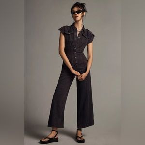 By Anthropologie Open-Back Buttondown Jumpsuit sz: 00P NWT